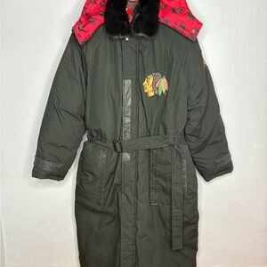 Vintage Chicago Blackhawks Pro Player Daniel Young NHL Long Parka Hooded Coat XL
